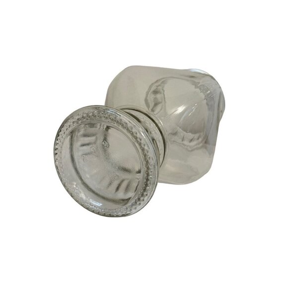 Vintage Clear Glass Square Apothecary Jar Ribbed Panels Dotted Bottom - Picture 9 of 10